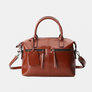 Women Retro Genuine Leather Multi-pockets Travel Handbag Shoulder Bag discountshub