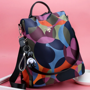 Women Waterproof Printed Nylon Anti-theft Backpack discountshub