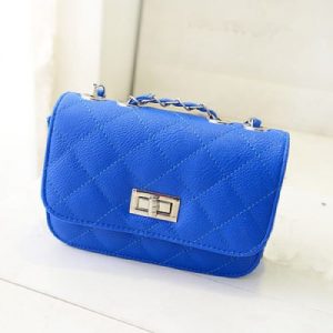 Women's Leather Mini Cross Body Chain Shoulder Purse - Blue discountshub