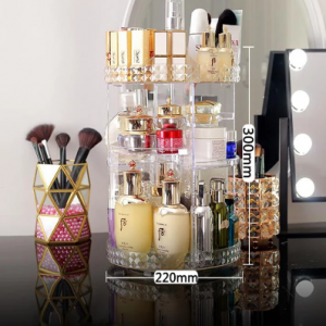 360 Degree Rotating Cosmetic Storage Box Makeup Organizer Cosmetics Storage Rack Fashion Crystal helf Display Stand High Capacit discountshub