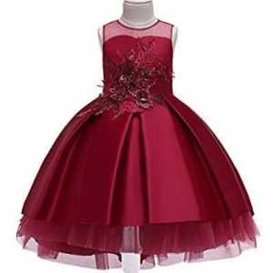 AWW Mesh 3d Floral Princess Dress- Red discountshub