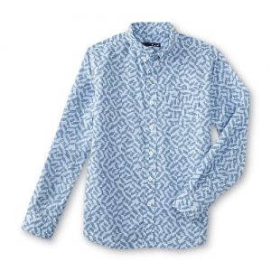 Basic Editions Boys Woven Shirt Geometric - Blue discountshub