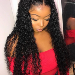 Black Long Curly Hair Long Bangs High Temperature Resistant Middle Part Fiber Wigs discountshub