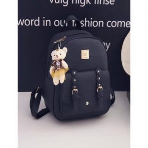 Female 3 N 1 Leather Bag With Crossbody And Wallet - Black discountshub