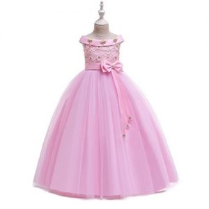 Girls Floor Princess Gown - Pink discountshub