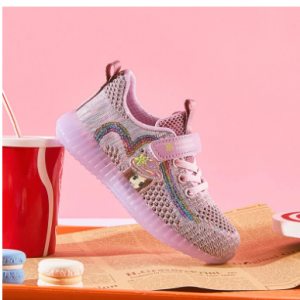 HOBIBEAR Girls Cartoon Knit Breathable Soft Sole Casual Chunky Sneakers discountshub