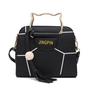 Jing Pin New Female Iron Handle Handbag Ladies Portable Bag - Black discountshub