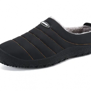 Men Plush Lining Waterproof Cloth Slip On Soft Sole Casual Slippers discountshub