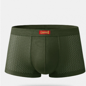 Men Sexy Mesh Boxer Briefs Plain Ice Silk Breathable Patchwork Stretch Underwear With Pouch discountshub