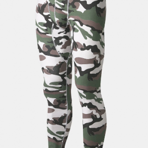 Mens Camouflage Print Warm Stretch Slim Fit Thermal Underwear Pajamas Pants Long Johns discountshub