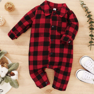 PatPat 2020 Hot Sale Spring Autumn Cotton Casual classic Plaid Collar Rompers One Pieces Jumpsuit Baby Clothing Two Colors discountshub