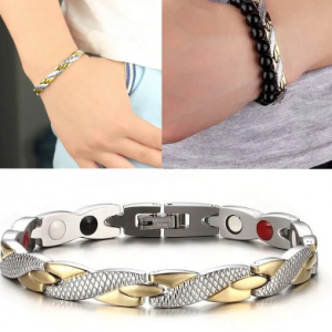 Fashion Chain Silver Gold Bracelet Magnetic Therapy Stainless Steel Single Row Bracelet for Men discountshub