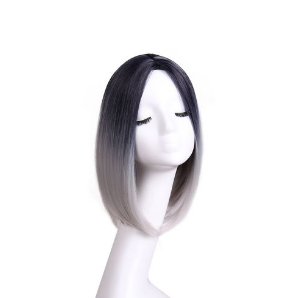 Fashion Women Short Bob Gradient 2 Colored Full Natural Human Straight Hair Wig discountshub