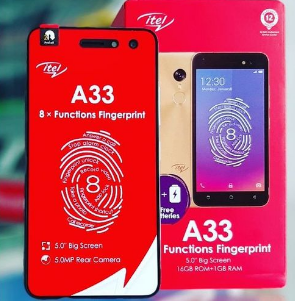 Itel A33 5.0" Screen, Android 8.1, 16GB ROM + 1GB RAM, 2PCS 2200mAh Battery, Fingerprint, 5+2MP Camera 3G - Red + FREE CASE discountshub