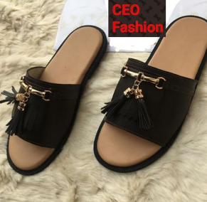 Boss Chocolate Brown Leather Slippers discountshub