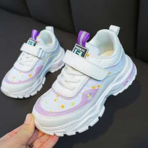 HOBIBEAR Unisex Kids Daisy Pattern Mesh Fabric Breathable Soft Hook Loop Casual Sneakers discountshub