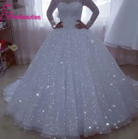Vestido De Noiva Glittery Wedding Dresses 2020 Ball Gown Long Sleeves Plus Size Princess Bridal Gowns Bride Dress Robe De Mariee - Discountshub Vestido De Noiva Glittery Wedding Dresses 2020 Ball Gown Long Sleeves Plus Size Princess Bridal Gowns Bride Dress Robe De Mariee - Discountshub