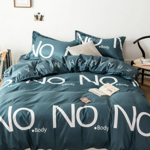 3/4 Pcs Letters Print Solid Color Aloe Cotton Comfy Bedding Set Sheet Duvet Cover Pillowcase discountshub