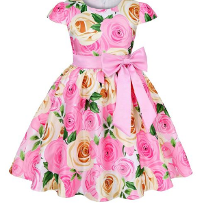 New Children's Clothing Dress Print Dress-Pink discountshub