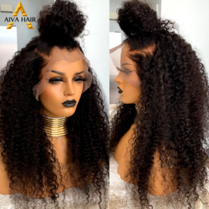 AIVA Black Synthetic Lace Front Wig Long Kinky Curly Wig Heat Resistant Cheap Synthetic Lace Front Wigs For Black Women discountshub