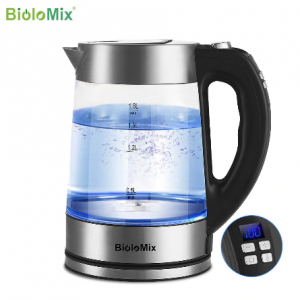 BioloMix 1.8L Blue LED Light Digital Glass Kettle 2200W Tea Coffee Kettle Pot with Temperature Control & Keep-Warm Function discountshub