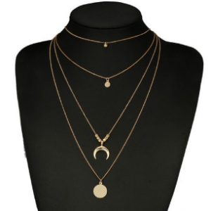 Women Vintage Multi-layer Jewelry Moon Necklace.. discountshub