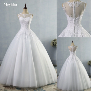 ZJ9036 2019 2020 lace White Ivory A-Line Wedding Dresses for bride Dress gown Vintage plus size Customer made size 2-28W discountshub