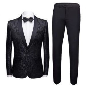 Men's Wedding Tuxedo Suit - Black discountshub