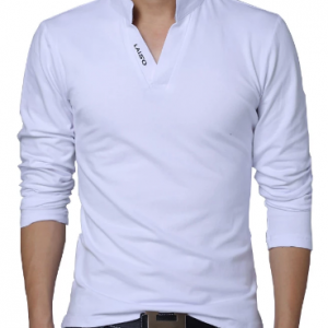 2020 T-Shirt Men Spring Cotton T Shirt Men Solid Color Tshirt Mandarin Collar Long Sleeve Top Men Brand Slim Fit Tee Shirts 5XL discountshub