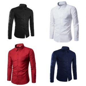 4 In 1 Quality Pairs Of Men Formal Shirts - Black, White, Wine & Navy Blue discountshub