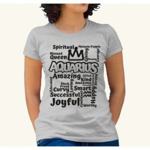 Aquarius Design5- Print Tshirt - Grey discountshub