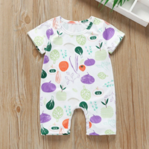 Baby Cute Fruit Print Short Sleeves Casual Rompers For 0-24M discountshub