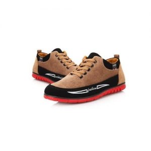 Breathable Lace-up Canvas Shoes - Brown discountshub