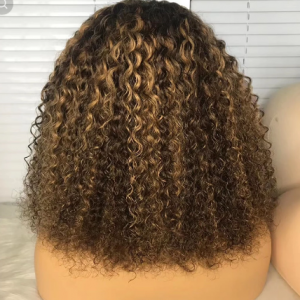 Curly Human Hair Wig Honey Blonde Ombre 13x1 Brazilian Brown Color Deep Water Wave Hd Full Frontal Highlight Bob Lace Front Wigs discountshub