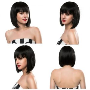 EMMOR Short Straight Bob Human Hair Wigs With Bangs For Women discountshub