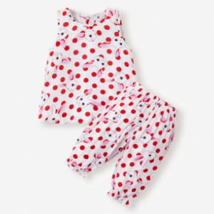 Girl's Cute Cartoon Dot Print Sleeveless Casual Clothing Set For 3-8Y discountshub
