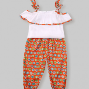 Girl's Retro Print Slip Tops+Pants Casual Clothing Set For 1-8Y discountshub