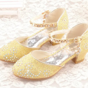 Girls Shining Rhinestone Princess Elegant Kitten Heel Crystal Shoes discountshub