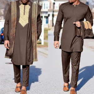 H&D African Agbada Suit For Men Embroidered Robes Dashiki Cover Shirt Pants 3 PCS Set Boubou Africain Homme Musulman Ensembles discountshub