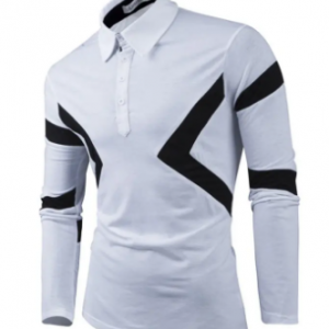 Hit Color Retro Henry Collar Slim Long Sleeve Golf Shirts for Men discountshub