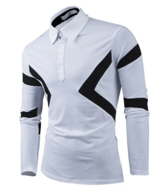 Hit Color Retro Henry Collar Slim Long Sleeve Golf Shirts for Men discountshub