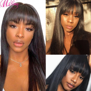 Human Hair Wigs With Bangs Straight Short Brazilian Fringe Wig Bob Bang Wig For Women Ms Love Remy Hair Discountshub