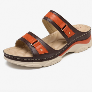 LOSTISY Slide Slippers Color Splicing Peep Toe Women Beach Wedges Sandals discountshub