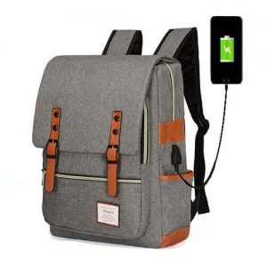 Laptop Bag Backpack For Men With USB Cable Large Capacity - Gray discountshub