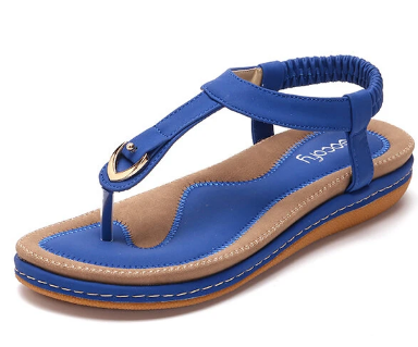 Large Size Comfortable Elastic Band Clip Toe Flat Beach Sandals discountshub