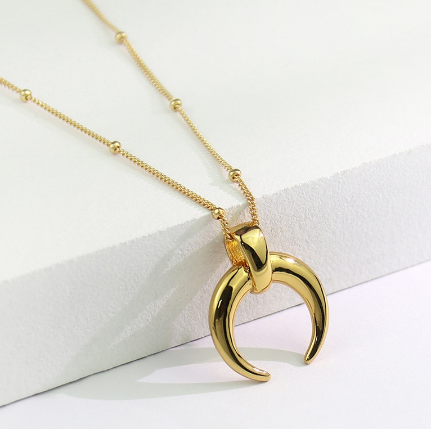 Lispector 18K Gold Crescent Pendant Necklaces for Women Ox Horn Moon 925 Sterling Sliver Necklace Simple Boho Female Jewelry discountshub
