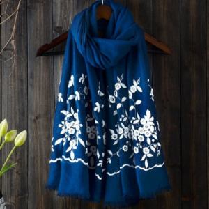 MEANBEAUTY 180cm*90cm Cotton Floral Embroidery Scarf Ethnic Style Beach Shawl Sunscreen Shawl discountshub