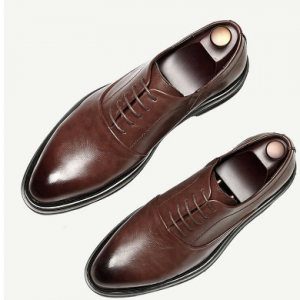 Men Splicing Microfiber Leather Non-slip Casual Formal Shoes discountshub
