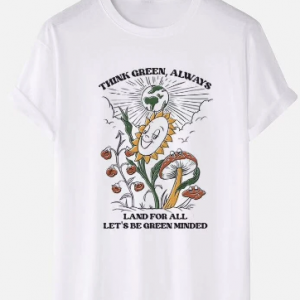 Mens Cartoon Plants Slogan Print 100% Cotton Casual T-Shirt discountshub