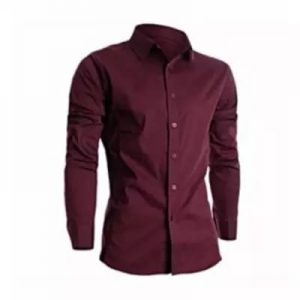 Men's Fitted Long Sleeve Shirt - Wine discountshub